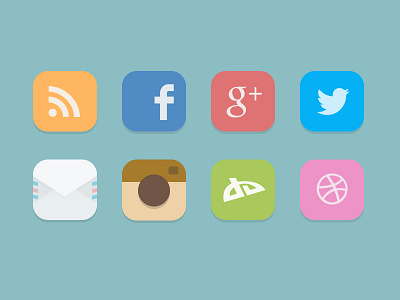 Flat Social Media Icons deviantart dribbble email facebook flat google icons instagram rss social media twitter