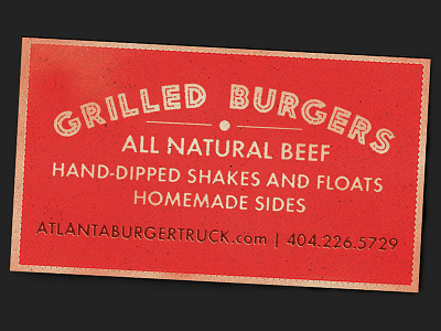 Grilled Burgers burger card food truck logo