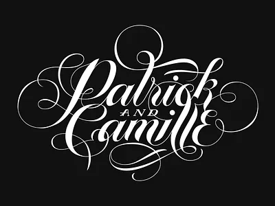 Patrick & Camille BW branding calligraphy clothing invite lettering monogram script type wedding