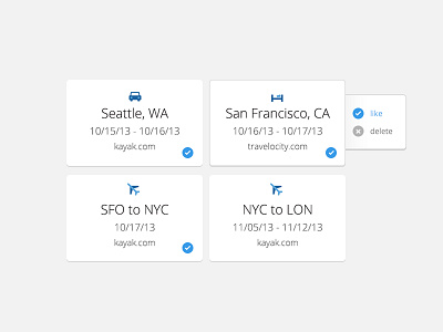 Travel Modules car check delete flat flight hotel interface like minimal slideout ui