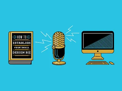 Hoodzpah Infographic Icons book computer hoodzpah icons microphone retro vector