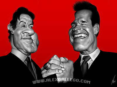 Action Stars action arnold caricature caricatures film humour movie moviestar schwarzenegger stallone stars