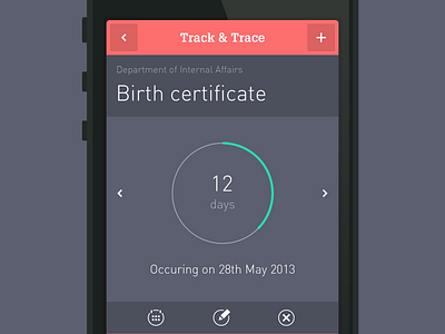 Track & Trace app application calendar count days down flat government ring time ui