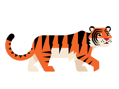 Electric Tiger animal big cat geometric minimal profile tiger vector