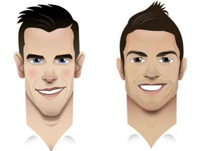 Gareth Bale and Ronaldo drawing football gareth bale illustration real madrid ronaldo soccer sport tottenham hotspur