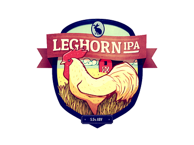 Leghorn Ipa ale beer chicken farm illustration jackalope label leghorn packaging