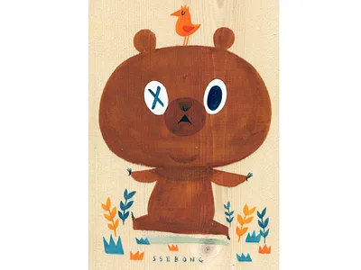 Wood bear bird character ssebong wood