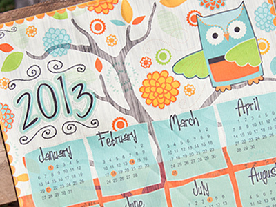 Owl See You Next Year calendar calendar fabric design illustration pattern surface design