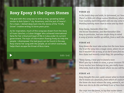 Firefly Grove song template, first stab card forest green lyrics music opaque photo song verse