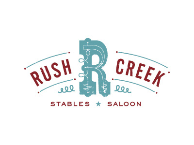 Rush Creek Stables Logo decorative inline logo san serif slab serif texture western