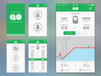 GO Transit UI Revised app bus ios map toronto train travel ui ux