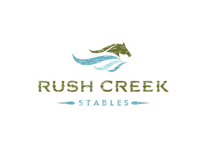 Proposed Rush Creek Stables Logo custom type horse logo texture water waves