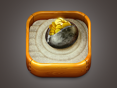 ZenFinance Icon app coins gold icon ios ipad iphone money sand wood yellow zen