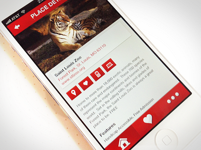 Detail Page app buttons clean detail page interface ios iphone mobile red simple st. louis ui