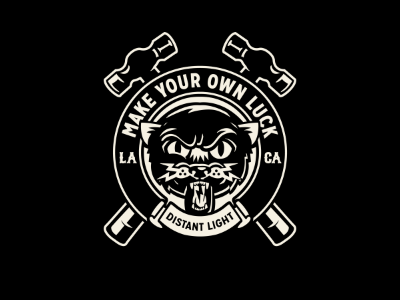 Distant Light banner black cat hammer light lightning luck street wear thunder