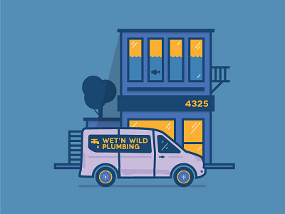 Wet'n Wild Plumbing // Ford Transit fish ford house illustration plumber plumbing transit truck van water