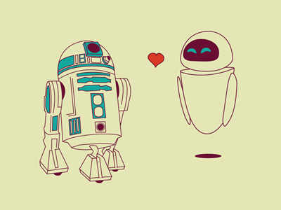 Eva <3 R2D2 eva illustration love r2d2 star wars t shirt tee wall e