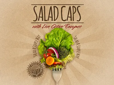 Salad Caps Label country farm label nutraceuticals organic packaging salad vegetables vitamins