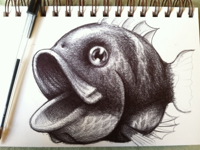 Fish Pen drawing fish ink pen shading