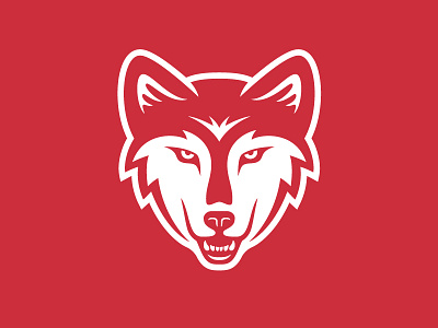 Red Wolf logo nba nhl red sports stroke vector wolf