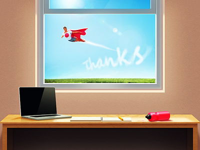 Thank You @Dmitriy desk dmitriy dribbble first jimmydeath superman thanks window