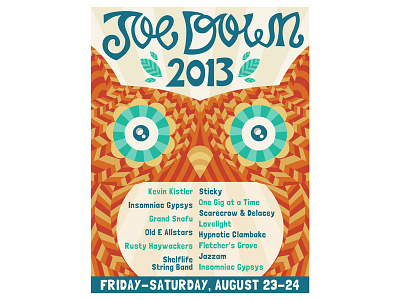 Joedown 2013 Bands event flyer hand lettering illustration