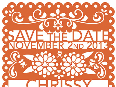 C&C Save the Date day of the dead lace laser cut mexican save the date wedding
