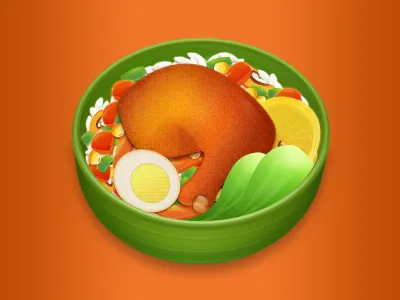 Chicken chicken eat food rice