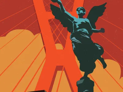 Series bridge colourful hand drawn type vector