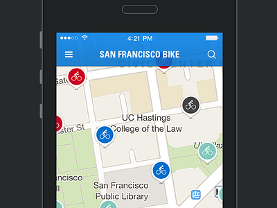 San Francisco app layout bay area bike bike app blue clean flat green interface layout san francisco sf