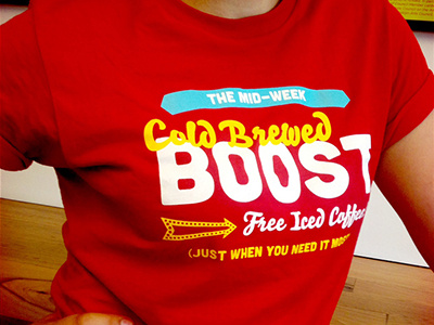 Boost T-Shirt coffee red t shirt tee typography yellow