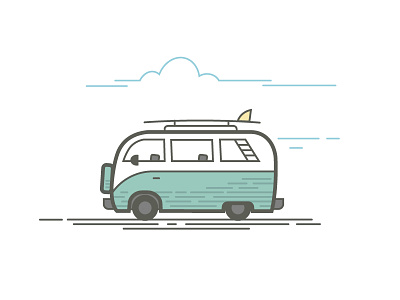 Surfer Van bro cool flat illustration surfer van