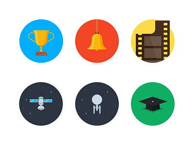 Flat Iconset v3 academic hat bell circle enterprise fill flat icons reel round satellite star trek trophy