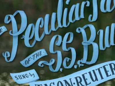 Ribbon lettering color illustration lettering music type