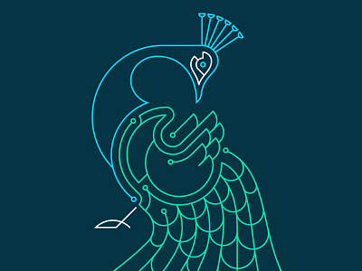 Peacock bird flat illustration lines linework peacock screen print screenprint silkscreen print simple vector