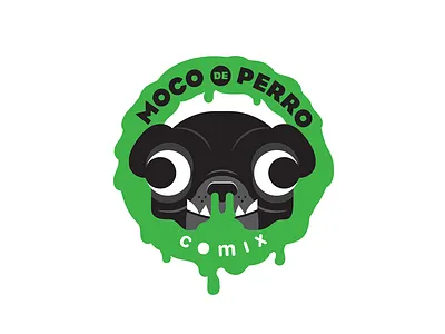 Moco de Perro BADGE LOGO black dog geometric green happy logo pug tufi