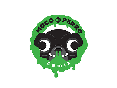 Moco de Perro BADGE LOGO black dog geometric green happy logo pug tufi