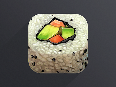 "Flat" Sushi Roll avocado carrots flat hungry icon ios ipad iphone roll sushi trendy