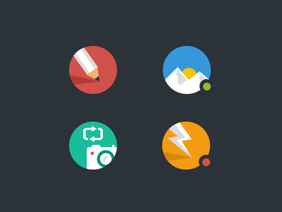 Flat icons - Camera App camera clean edit flash flat landscape round