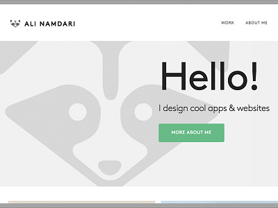 Personal portfolio animation flat green grey icon logo portfolio raccoon