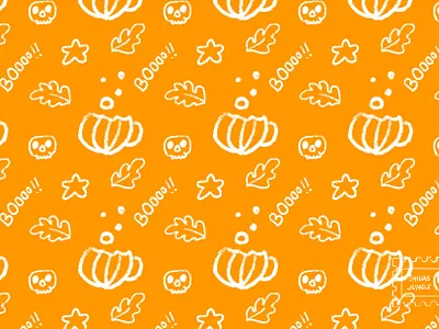 Booo-ky Halloween-Pattern Design autumn branding design halloween illustration illustrator leaves orange pattern pattern designer print pumpkin yellow