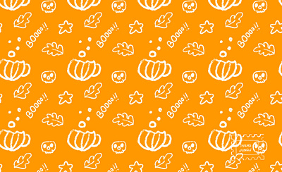 Booo-ky Halloween-Pattern Design autumn branding design halloween illustration illustrator leaves orange pattern pattern designer print pumpkin yellow