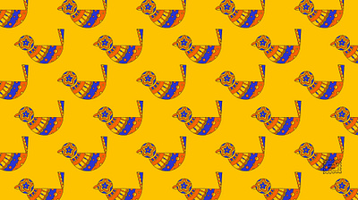 Madhuban Ki Chidya-Pattern Design bird design folk art illustration illustrator indian madhubani motif painting pattern pattern designer yellow