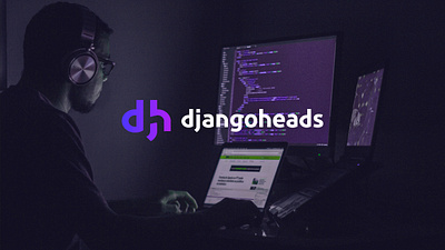 DjangoHeads. Logo & brand identity. 2023 brand identity branding corporate identity design django djangoheads graphic design it logo nikita shelamov programming python