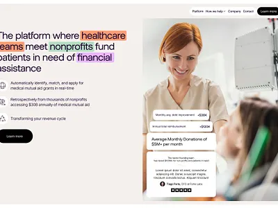 Landing Page Hero for Health Company company health health tech hero landing page section ui ux