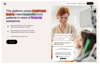 Landing Page Hero for Health Company company health health tech hero landing page section ui ux