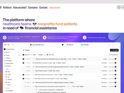 Landing Page Hero for Health Company company health hero landing page saas section tech