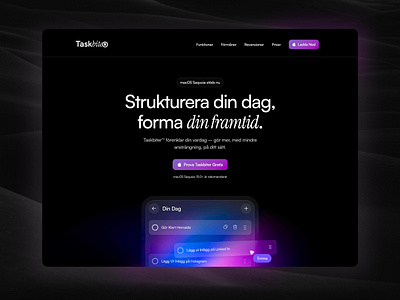 Taskbiter Landningssida branding clean framer logo minimal saas taskmanagement ui violet wesite