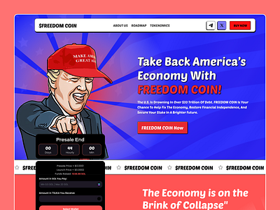 MEME COIN TRUMP - $Freedom Coin freedom coin funny website meme meme coin meme coin trump meme coin website meme token meme website trump trump coin trump design trump meme coin trump website