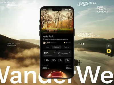 WanderWeather - Weather Mobile App Design ai interface app app interfaces app landing page app login screen core app dashboard dashboard mobile mobile app design mobile app ui mobile dashboard mobile login mobile ui modern app ui travel app travel dashboard weather weather app weather dashboard weather ui